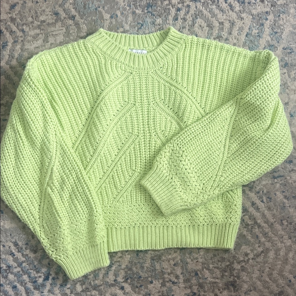 Topshop Green Cable Knit Sweater